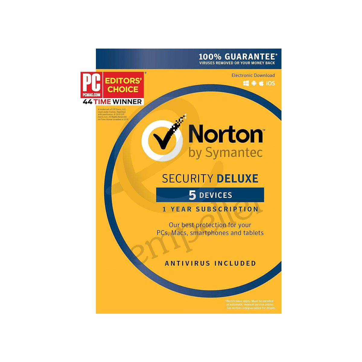 Symantec Norton Security Deluxe – 5 Devices – 1 Year Subscription [PC/Mac/Mobile Key Card]