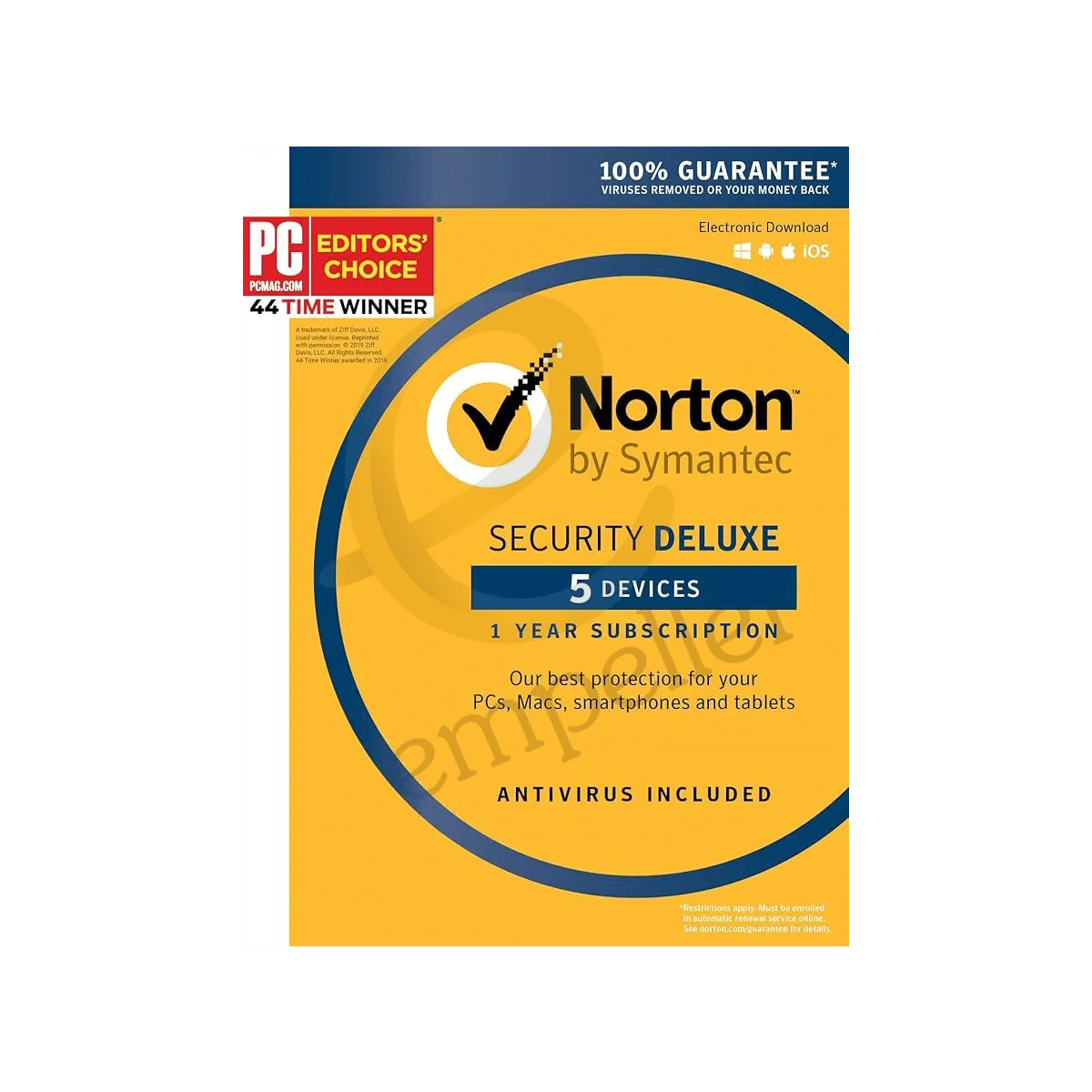 Symantec Norton Security Deluxe – 5 Devices – 1 Year Subscription [PC/Mac/Mobile Key Card]