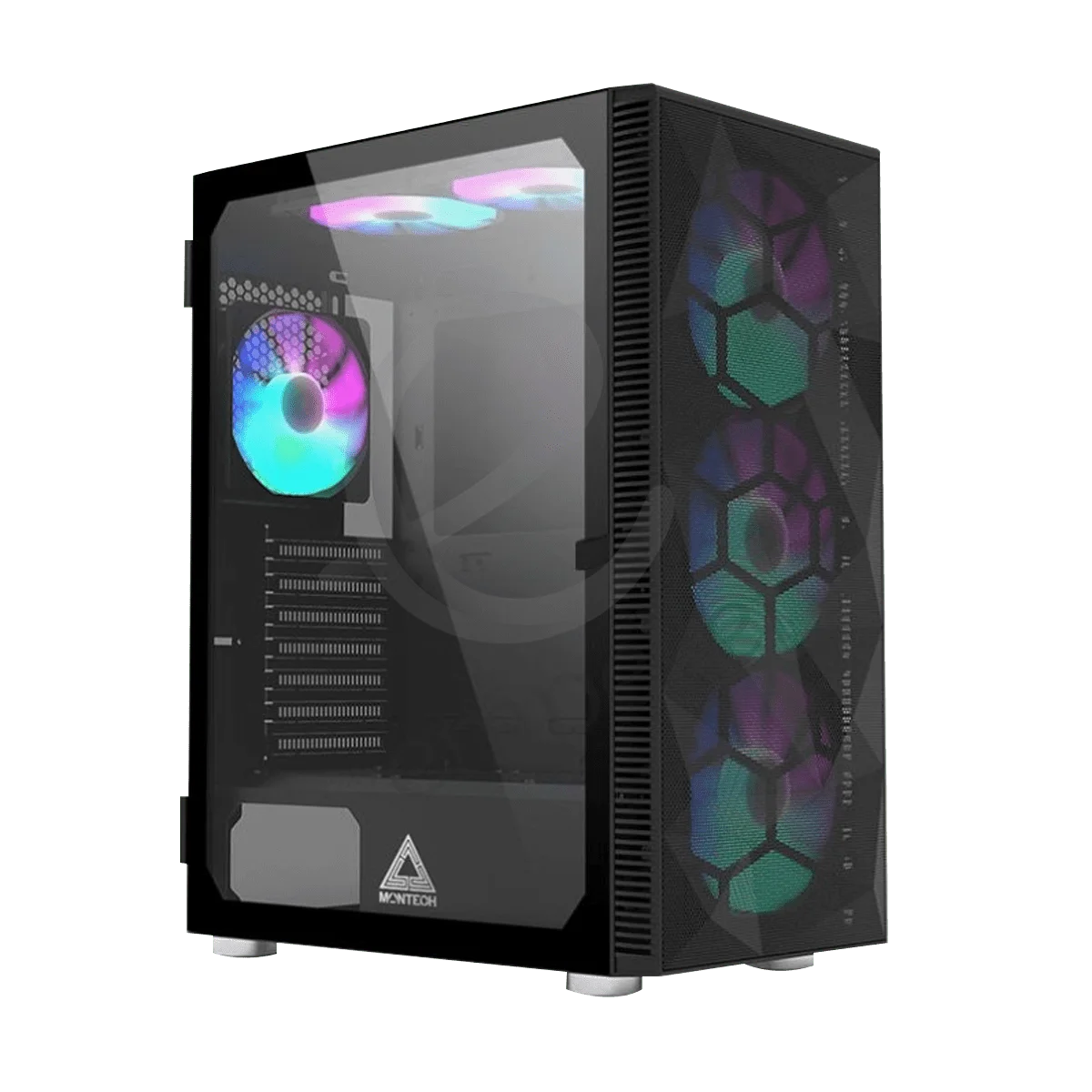 ANIGMA Pre-built Gaming Desktop 2 Intel Core i5-14400F/H610M-K Motherboard + USB Wifi Adapter/16GB DDR4 RAM/1TB SSD/GeForce RTX 3050 8GB/ARGB Air Cooler/3x 140mm RGB Fans/500W PSU/Montech X3 Mesh Case Black/Windows 11 Pro - Black