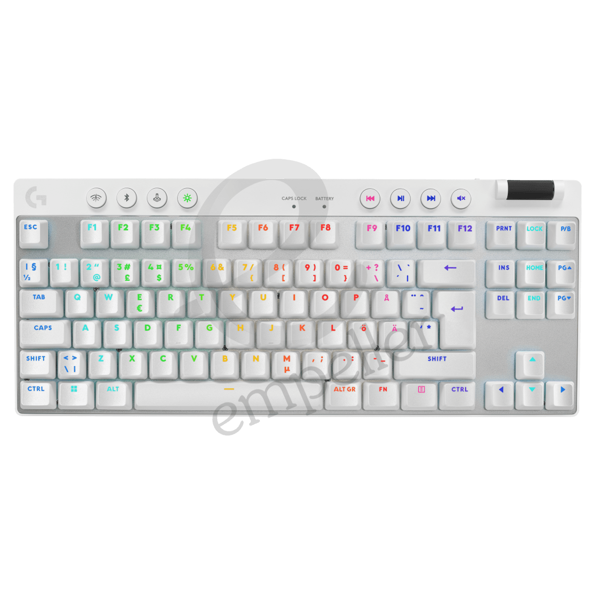 Logitech G 920-012148 PRO X TKL LIGHTSPEED Gaming Keyboard - Logitech Tactile Switch - White (US International Qwerty)