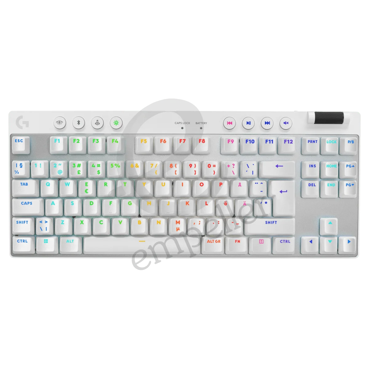 Logitech G 920-012148 PRO X TKL LIGHTSPEED Gaming Keyboard - Logitech Tactile Switch - White (US International Qwerty)