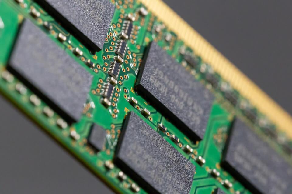 Server memory RAM module close-up