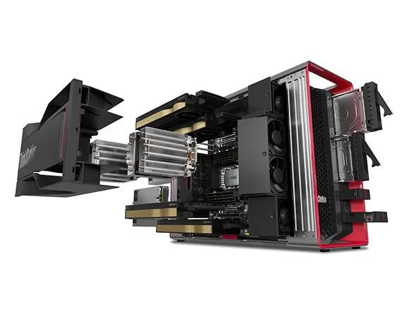Lenovo ThinkStation PX exploded chassis view showing internal cooling and expansion | Empeller Systems
